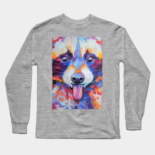 Conceptual abstract painting of a raccoon muzzle. Long Sleeve T-Shirt